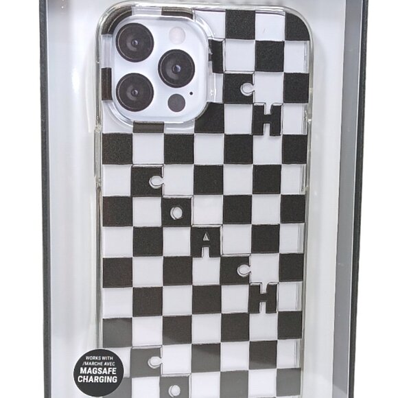 Coach Designer Phone Case Apple iPhone 12 Pro Max Black White Protective MagSafe - Picture 2 of 4